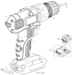 Default Diagram and Parts List for LD120CBF Type 1 Black and Decker Boring Machine